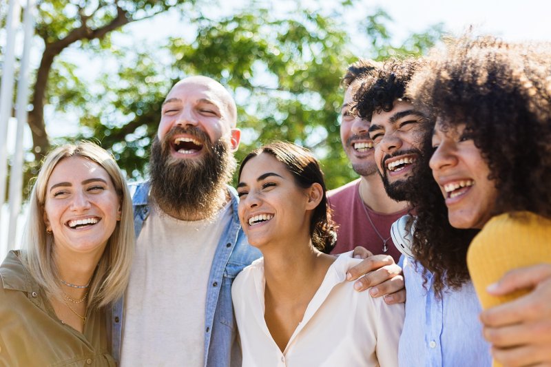 A group of happy friends having fun outdoors